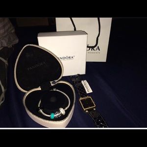 Pandora black & gold watch